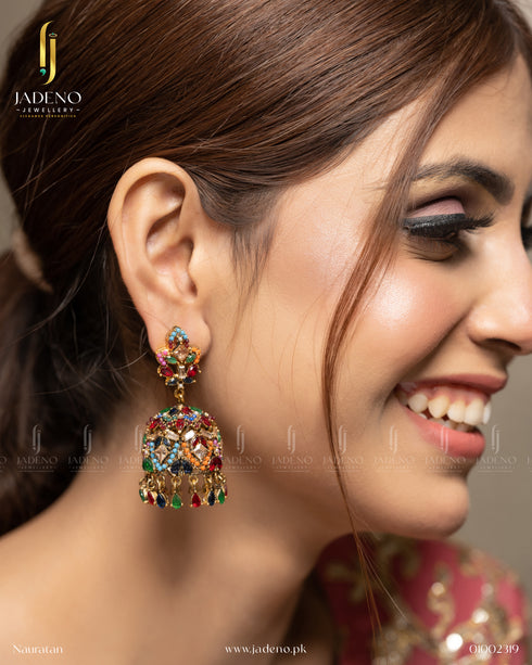 Buy Sublime Nauratan Jhumka Online in Pakistan | Jadeno.pk